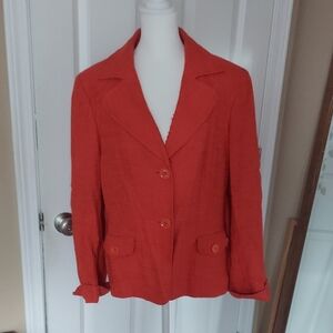 Talbots Orange Classic Blazer with Textured Fabric